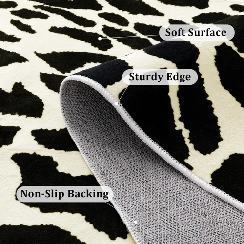 Miniatura 4 de YIHOUSE Alfombra de leopardo para sala de estar, bonita alfombra con estampado de guepardo blanco y negro, moderna, lavable, alfombras con estampado