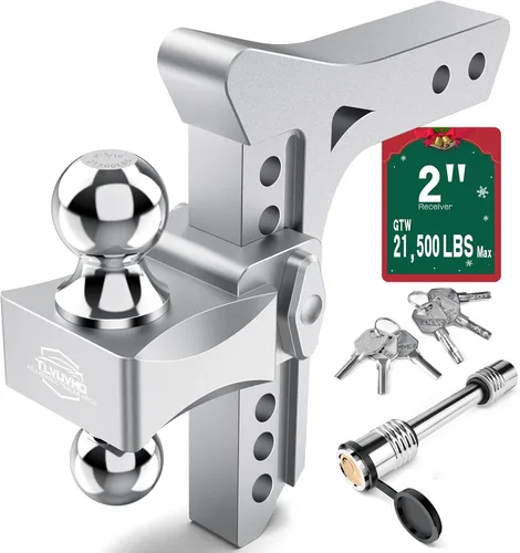 Tlvuvmo Enganche de Descenso, enganche de remolque ajustable de 8 pulgadas (se adapta al receptor de 2 pulgadas), 21,500 libras GTW, enganche de