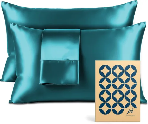 Miniatura 19 de Pure Bedding Sábanas de satén individuales [3 piezas, plateadas] Juego de sábanas sedosas de lujo para hotel, juego de sábanas de microfibra extra