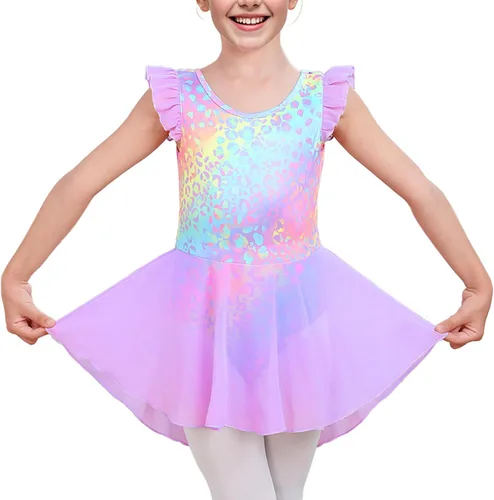 Miniatura 46 de LUOUSE Elegante leotardo de ballet para niñas con falda, mangas con volantes y volantes, perfecto para baile y gimnasia