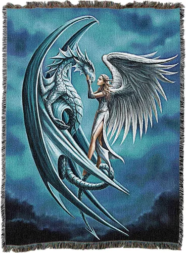 Miniatura 14 de Pure Country Weavers Anne Stokes - Manta de belleza de dragón de la colección Age of Dragons – Manta de fantasía para regalo tejida de algodón
