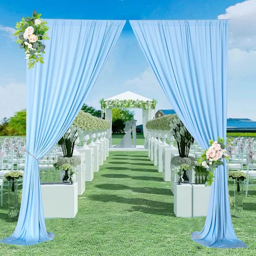 Miniatura 6 de Cortinas tipo telón de 10 x 10 pies sin arrugas de color azul bebé para fiestas, cortinas tipo telón de tela gruesa para foto de boda, cumpleaños