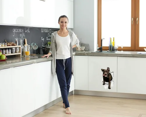 Miniatura 3 de Winston & Bear Calcomanías 3D para perros, paquete de 2, calcomanías de labrador de chocolate emocionado para pared, nevera, inodoro y más