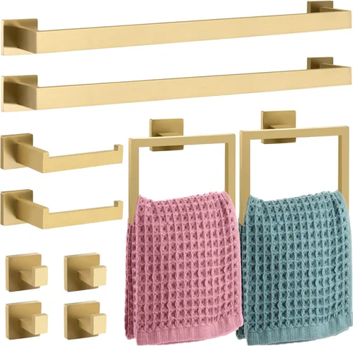 Miniatura 15 de Gisafai Juego de 10 Piezas de Accesorios de Ferretería para Baño de 23.6 Pulgadas, Kit de Barra para Toallas de Baño de Acero Inoxidable, Juego