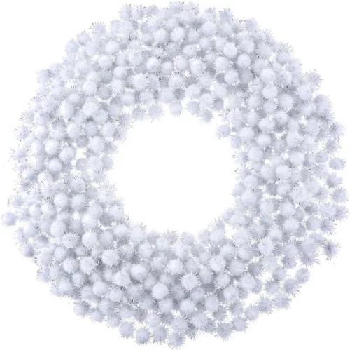 HESTYA 500 Piezas Pompones de Navidad Brillantes de 0.5 Pulgadas Pompones Esponjosos Deslumbrantes Bolas de Pompones Pequeños de Fieltro con Blanco