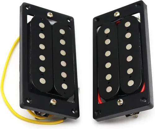 Miniatura 7 de Pastilla Humbucker de guitarra eléctrica con imán de cerámica de doble bobina, piezas de repuesto para cuello y puente, juego de 2 piezas
