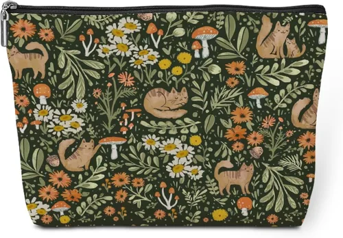 Miniatura 6 de jeilink Linda bolsa de maquillaje divertida con diseño floral de animales para amantes, mujeres, niñas, hijas, enfermeras, compañeras de trabajo