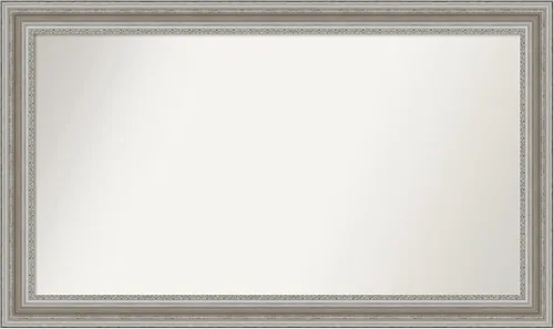 Miniatura 133 de Amanti Art Espejo de baño plateado para sobre el fregadero, 26 x 26 pulgadas, espejo cuadrado de plata antigua, marco de madera tradicional mediano