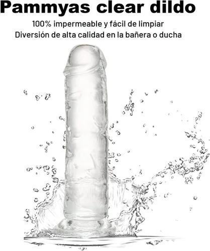 Miniatura 6 de Consolador realista de 7.1 pulgadas, consolador transparente con fuerte ventosa para jugar con manos libres, material suave, juguetes sexuales