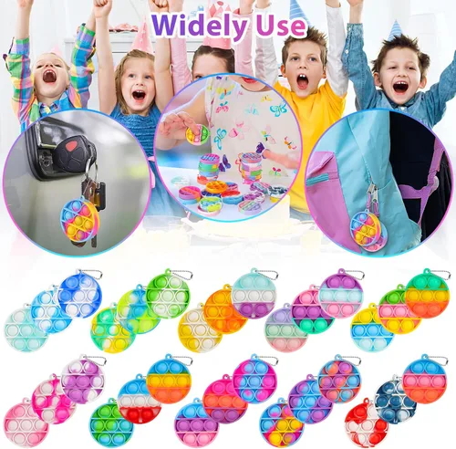 Miniatura 5 de Juguetes Pop Fidget a Granel Sus Favores de Fiesta para Niños 4-8 8-12 30 PCS Mini Pop Llavero Es Paquete de Juguetes Sensoriales Fidget Fidgets