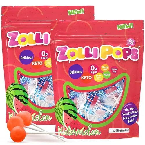 Miniatura 17 de Zollipops Caramelo y manzana verde, 10.4 onzas, sin azúcar, sin alergias, vegano, apto para dieta cetogénica y diabética, caramelo de dientes limpios