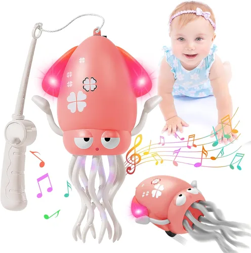 Miniatura 9 de Plnmlls Juguete de pulpo bailarín, juguetes para el tiempo boca abajo, con música y luz LED, batería recargable integrada y volumen que se pueden