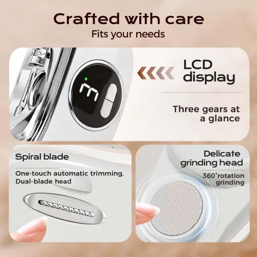 Miniatura 4 de Cortaúñas eléctrico automático, recortador de uñas eléctrico 3 en 1 con luz LED, diseño mejorado de doble hoja, molinillo de uñas eléctrico