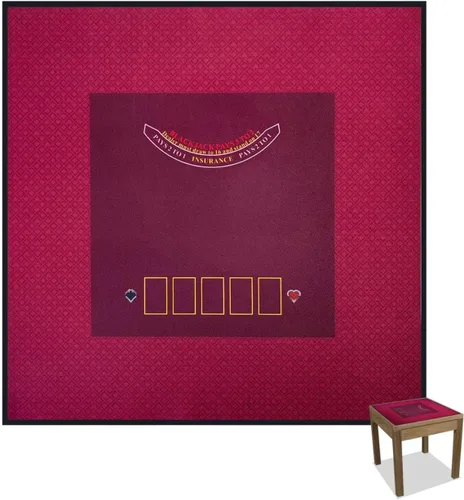 BALIKEN Cuadrado 40x40 pulgadas Texas Holdem Poker Mat y Blackjack Mesa Casino Fieltro, Estera de Casino Portátil (Rojo)