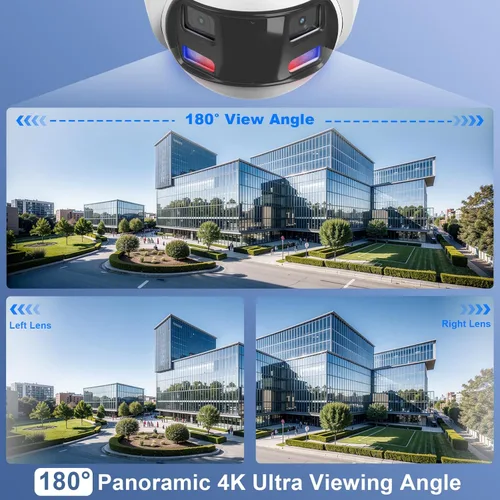 Miniatura 3 de Anpviz Cámara IP PoE de doble lente con cable de 4k 8MP, cámara de seguridad panorámica de 180° para exteriores con luz estroboscópica roja y azul