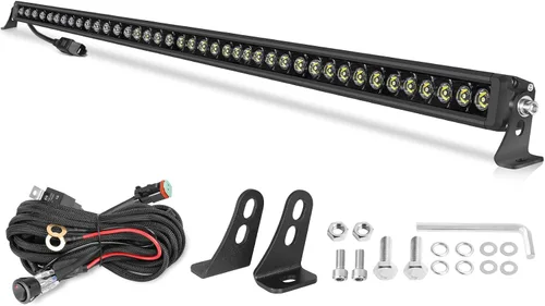 Miniatura 8 de OFFROADTOWN 8inch 120W 2pcs LED Light Bar Amber Single Row Fog Lights LED Pods Slim Offroad Driving Lights Yellow Spot Bumper Light with Wiring
