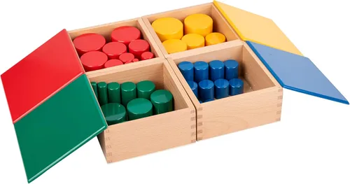 Montessori Bloques de cilindros de color de madera sin pomos, bloques de arreglos apilados para juegos de bebé, juguetes apilables para niños
