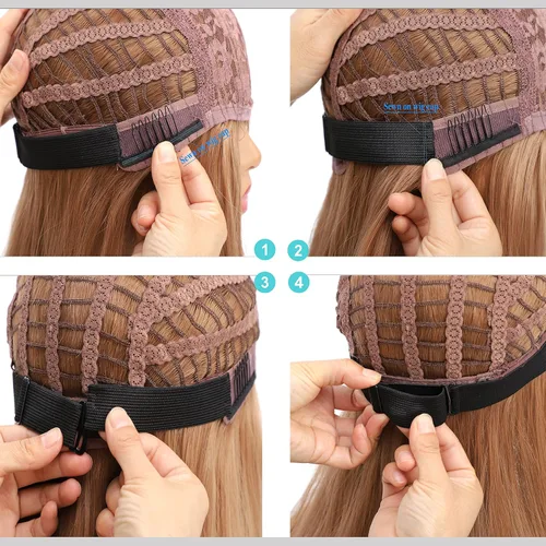 Miniatura 6 de Correas ajustables para pelucas y hacer pelucas, bandas ajustables para peluca (negro, 1 pulgada x 6 piezas)