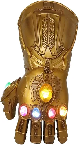 Miniatura 4 de Thanos - Guantelete infinito guantes Thanos de PVC con luz LED regalo para Navidad fiesta de carnaval para adultos dorado talla XL