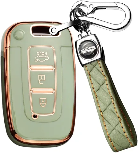 Miniatura 8 de ontto Funda para llave de coche con llavero compatible con Hyundai llavero duradero para Elantra GT Genesis Genesis Coupe Sonata Veloster Beige