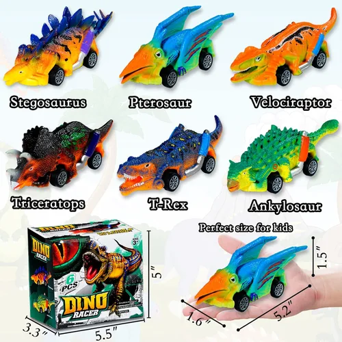 Miniatura 7 de Juguetes de dinosaurio, 6 piezas de juguetes de dinosaurio para niños de 3 a 5 años, juguetes para niños de 3, 4, 5 años en adelante, autos