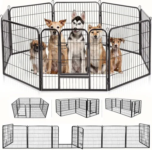 Miniatura 22 de BestPet Extensión de corral para perros 32 pulgadas, 2 paneles Corral resistente para mascotas con ejercicio de metal Paneles de cerca