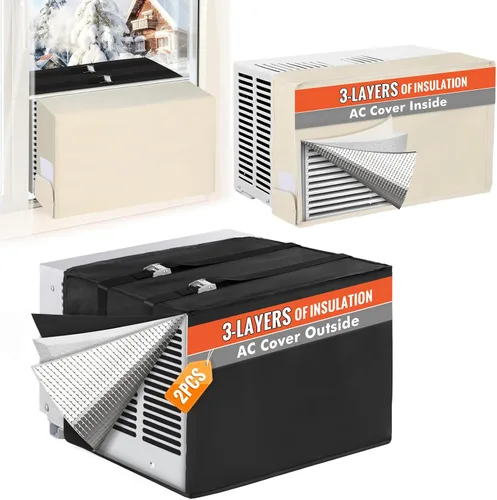 Miniatura 8 de 2 cubiertas de aire acondicionado de ventana para exteriores y cubiertas de aire acondicionado para interiores, aislamiento de 3 capas con papel