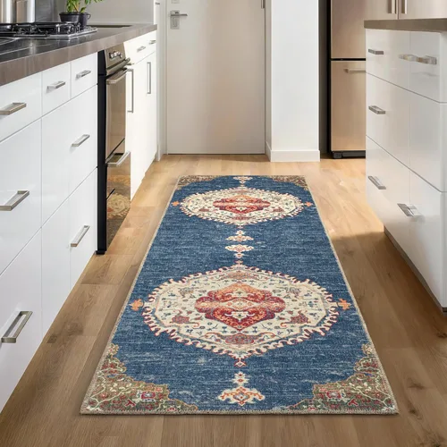 Miniatura 96 de GLN Rugs Bohemian Collection - Alfombra de felpilla lavable a máquina, bohemio vintage, antideslizante, alfombra de felpilla de pelo bajo, alfombra