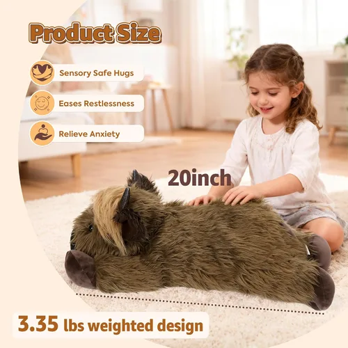 Miniatura 5 de Onsoyours - Animales de peluche originales de vaca de las tierras altas con peso de 3.35 libras, 20 pulgadas, grandes para microondas para aliviar
