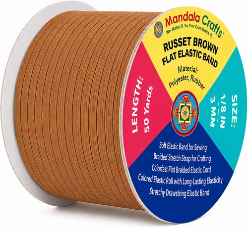 Miniatura 181 de Mandala Crafts - Rollo de cordón elástico plano para costura y manualidades Blanco