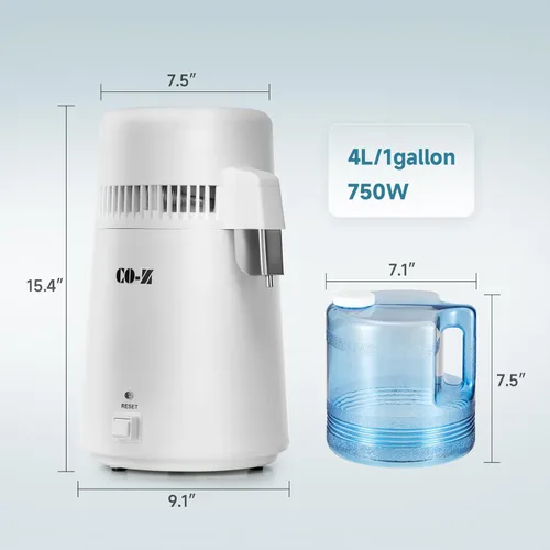Miniatura 3 de CO-Z Fabricante de Agua Destilada, Destilador de Agua de 1 Galón, Máquina Destiladora de Agua de 4L para Encimera Doméstica, Purificador de Agua