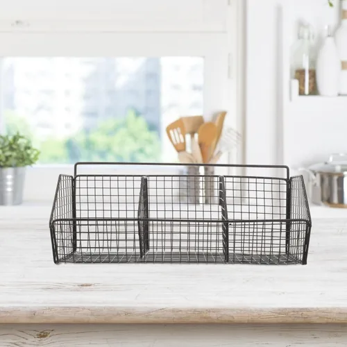 Miniatura 2 de Estante de almacenamiento de cocina montado en la pared para cebollas, jengibre y ajo, organizador de especias de metal negro con soporte de esponja
