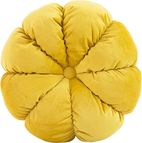Miniatura 8 de Cojín redondo decorativo para sofá, dormitorio, cojín de suelo en forma de flor para niñas y niños (verde oscuro, 15.7 pulgadas)