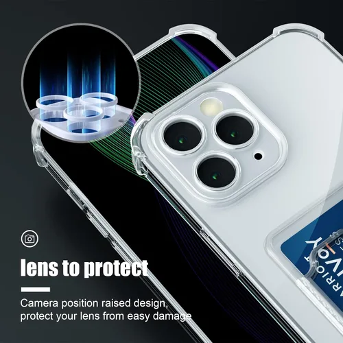 Miniatura 4 de AKABEILA Funda para iPhone 11 Pro Clear Cute Phone Case Soft TPU Wallet Case Slim Bag Cover a prueba de golpes con ranura para tarjetas Transparente