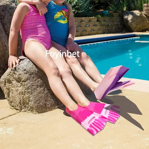 Miniatura 54 de Aletas de natación para niños, aletas cortas para niños y jóvenes, aletas de natación para entrenamiento de natación para niños, niñas, niños