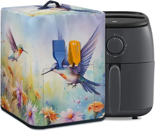 Miniatura 18 de Air Fryer Oven Dust Cover with Handle and Pocket, Easy Cleaning Electric Appliance Cover, Brown Flower Flor marrón (Brown Flower)