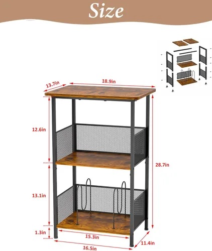Miniatura 2 de Honkazita Soporte para tocadiscos de 3 niveles, almacenamiento de discos de vinilo hasta 200 álbumes, mesa para tocadiscos con parte superior