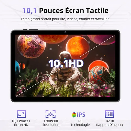 Miniatura 3 de Tablet de 10 pulgadas, tabletas Android 15 con funda, 18 GB de RAM + 128 GB de ROM (expandir a 1 TB), Octa-Core, pantalla táctil IPS HD de 1280 x