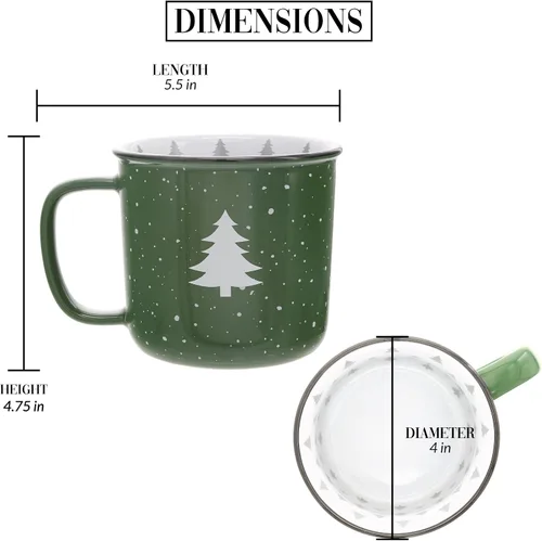 Miniatura 5 de Pavilion Gift Company - Modo festivo: taza de cerámica de 18 onzas, verde con acabado moteado, taza de café duradera de pared gruesa