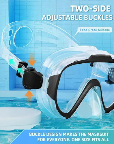 Miniatura 7 de Gafas de natación para adultos y niños, gafas de natación antivaho con cubierta para la nariz, sin fugas, máscara de buceo de esnórquel transparente