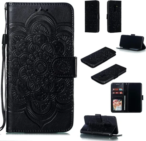 Miniatura 17 de EYZUTAK Funda de cuero con diseño de mandala para Samsung Galaxy S8, con tapa y ranuras para tarjetas, soporte magnético, funda protectora ultra