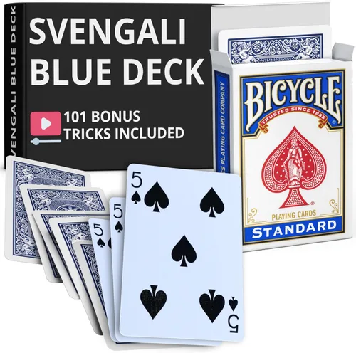 Miniatura 52 de Ted's Sterling Magic Precision Blue Rider Back Bicicleta Svengali Deck con instrucciones para más de 100 trucos (2 de clubes)