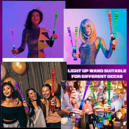 Miniatura 5 de Liliful Varitas de fibra óptica con luz LED, 8 varitas de Halloween que brillan en la oscuridad, suministros de fiesta intermitentes a granel