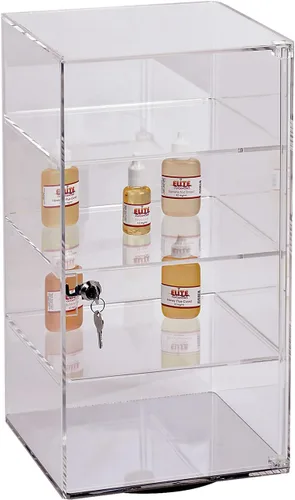SSWBasics Caja de exhibición giratoria de acrílico de 3 estantes (viene con cerradura y llave) - vitrina de exhibición con bloqueo - Exhibición