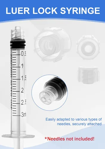 Miniatura 2 de Jeringa Luer Lock de 3mL con tapa - Estéril envuelta individualmente sin aguja - Medición precisa a prueba de fugas - Paquete de 12