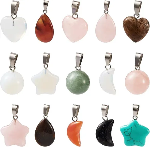 Miniatura 22 de Encantos de piedras preciosas de Fashewelry. Dije de cristal de chakra curativo para la fabricación de joyas., latín, G-G948-18P-FW