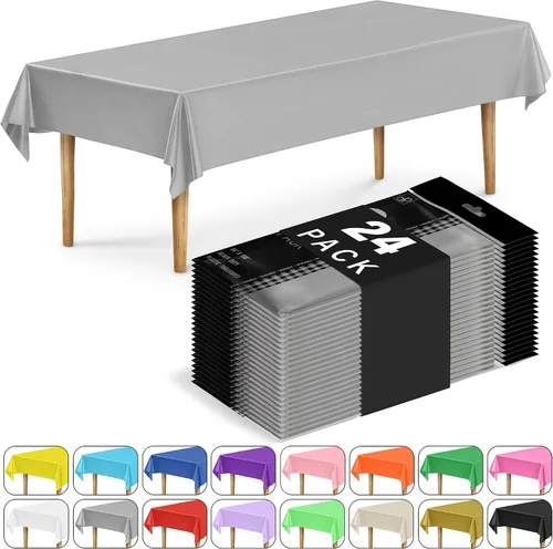 Miniatura 50 de DecorRack 2 Manteles rectangulares de plástico libres de BPA, 54 x 108 pulgadas, mantel de mesa para comedor, mantel rectangular para fiestas