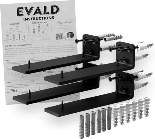 Miniatura 18 de EVALD Soportes flotantes para estantes Soportes ocultos de acero al carbono negro para tablero de 4 pulgadas (tamaño real de 3 1/4 pulgadas)