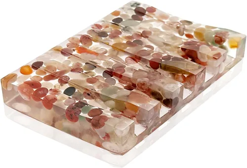 Miniatura 12 de Jabonera rectangular hecha a mano con piedras para decoración de ducha y baño, bandeja de jabón natural para mantener el jabón seco, accesorios