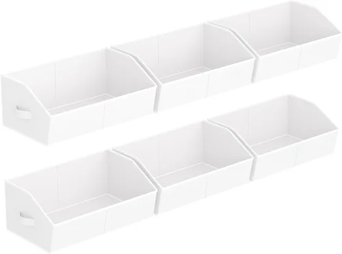 Miniatura 24 de Homsorout Organizador trapezoidal para armario, cestas grandes para organizar, caja de almacenamiento de tela para estantes, cubos de almacenamiento